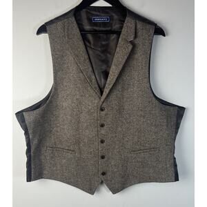 Crown & Ivy Vest Brown Wool Blend Tweed Button Up Waistcoat XXL